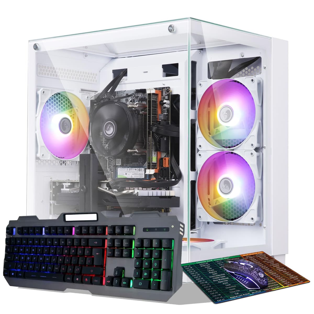 abytespark PC de Escritorio para Juegos Preensamblada, Intel Core i7 (3.4-3.9 GHz), Tarjeta Gráfica RX590 8GB GDDR5, 16GB RAM, 512GB SSD, WiFi 5.0, 4 Ventiladores RGB AOV590
