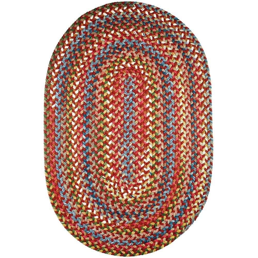 Super Area Rugs Gemstone Alfombra Trenzada Interior/Exterior - Hecha en USA - Tawny Port - 6' x 9' Oval RHO-CJ75R072X108