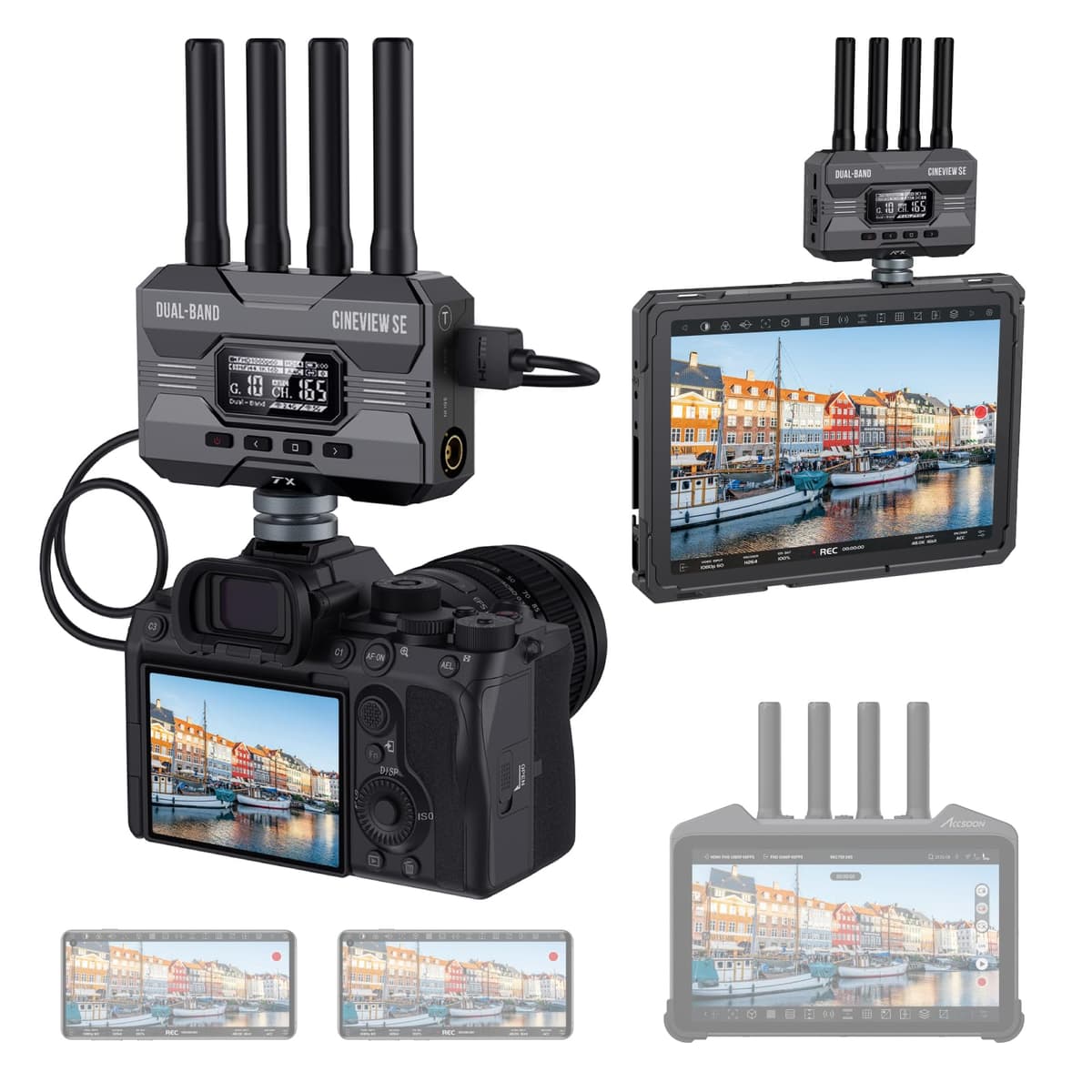 Accsoon CineView SE Transmisor y Receptor de Video Inalámbrico SDI y HDMI, Transmisor de Cámara 1080p, Doble Banda 1200 ft Alcance, 50 ms Latencia, Transmisión en Vivo desde Laptop/DSLR/PS4 a Monitor de Cámara o 4 Apps iOS/Android WIT04-SE