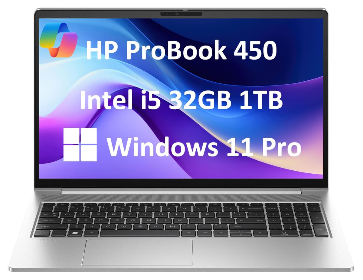 ist computers HP ProBook 450 G10 Laptop 15.6" FHD, Intel i5-1334U, 32GB RAM, 1TB SSD, Windows 11 Pro, Plata