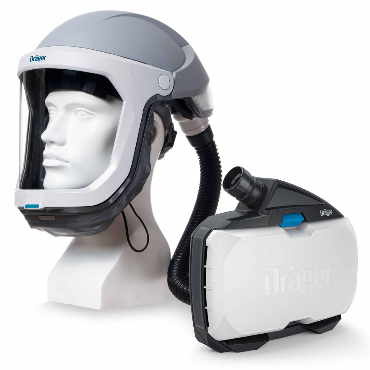 Dräger X-plore 8500 Respirador purificador de aire motorizado (PAPR) con protección de cabeza robusta para entornos laborales exigentes