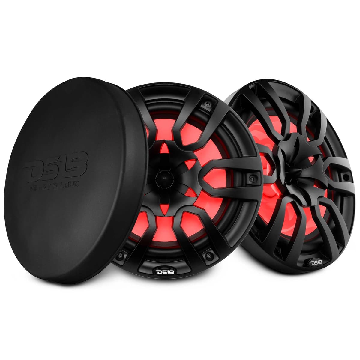 DS18 NXL-10BK Hydro - Parlante 2 Vías Negro de 10” con Tweeter Bullet, 900W Máx, 300W RMS, 100% Estable UV, Especificaciones Grado Marítimo IP65,4 Ohm, Iluminación LED RGB Integrada (2 Parlantes)