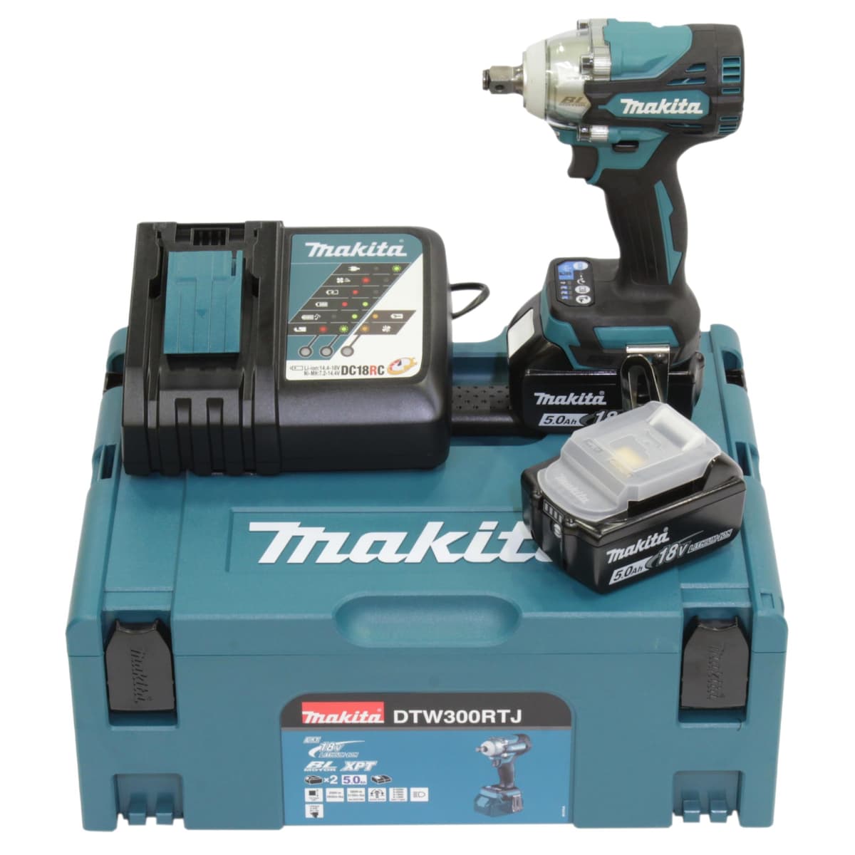 Makita DTW300RTJ llave de impacto 18V Li-ion LXT sin escobillas con 2 baterías 5.0Ah y cargador en Makpac