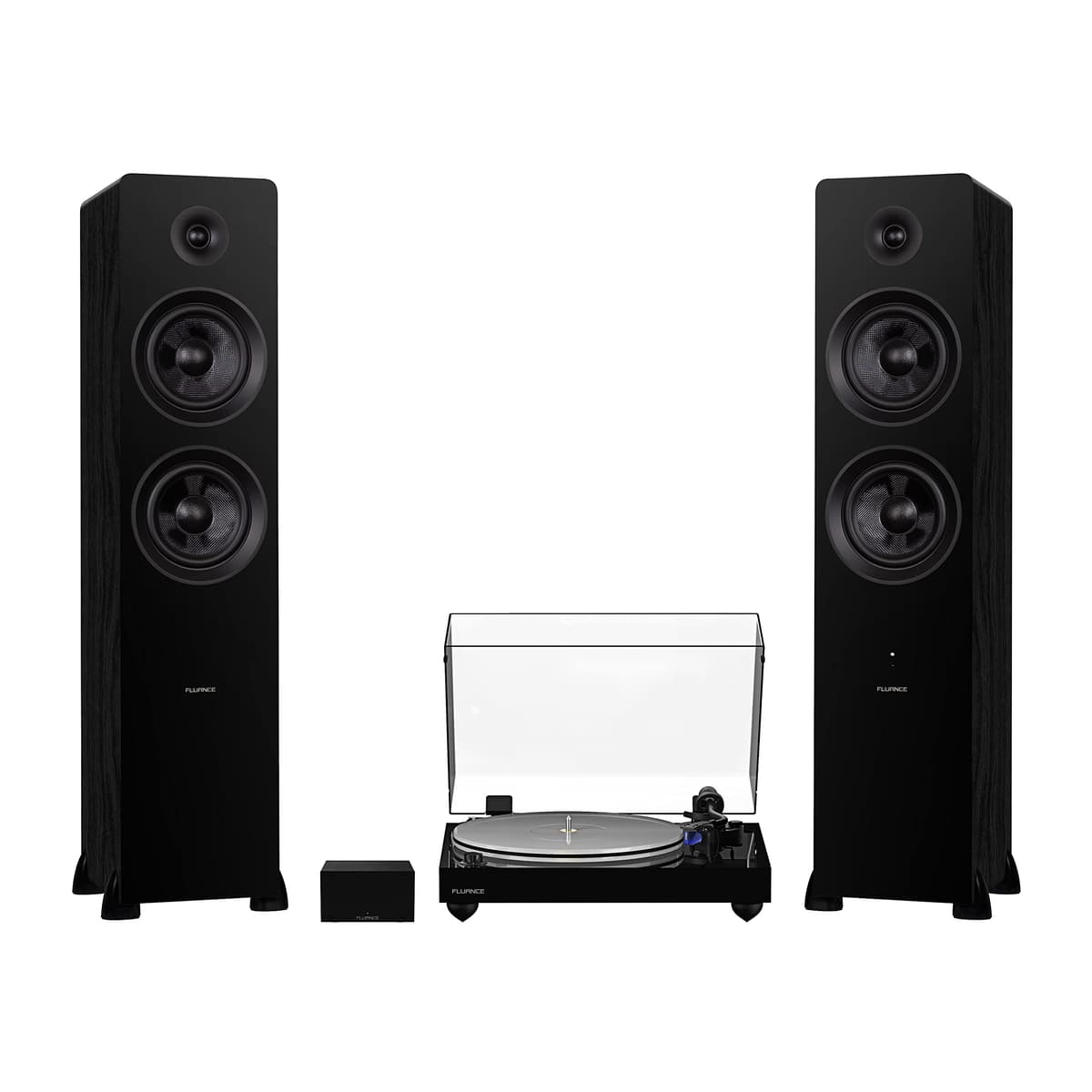 Fluance RT85 Reference Piano Black con PA10 y Ai81 Black Ash - Sistema Hi-Fi con Ortofon 2M Blue y 150W Bluetooth RT85TPAI81
