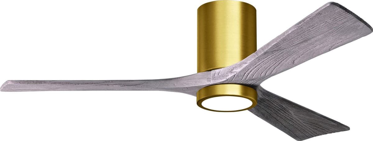 Matthews IR3HLK-BRBR-BW-52 Irene Ventilador de techo 52" con luz, control remoto y pared, motor DC silencioso, 3 palas de madera, Brushed Brass con Barn Wood Tone