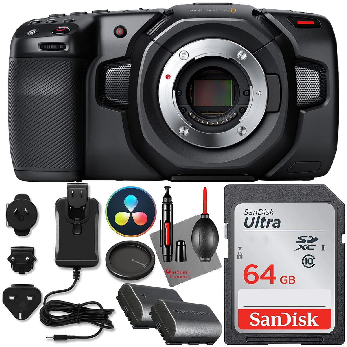 Blackmagic Design Pocket Cinema Camera 4K Bundle con estuche SKB iSeries, tarjeta 64GB y paquete de baterías CINECAMPOCHDMFT4K
