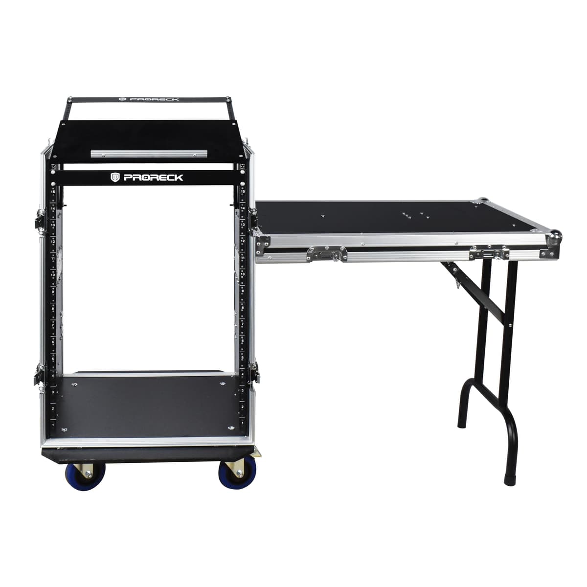 PRORECK PR-16UT Case rack 16U con top inclinable, una mesa lateral y ruedas, 20'' profundidad rack