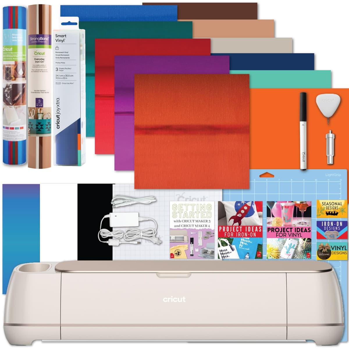 Cricut Maker 4 con sampler de vinil y materiales mixtos: máquina de corte para principiantes con suministros z20-11084-N2
