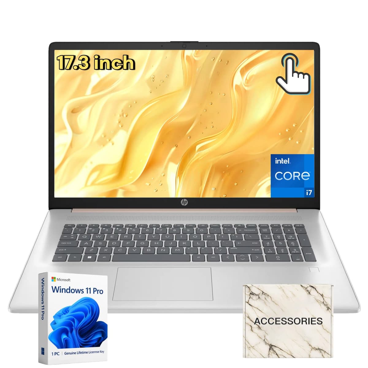 Portátil HP 17 para negocios - Pantalla táctil HD+ de 17.3" | Intel i7-1355U de 10 núcleos | 16GB RAM + 1TB SSD | Windows 11 Pro | Wi-Fi 6 | Bluetooth 5.3 | Pantalla grande | Cámara HD 720p | Oro rosado 17t-CN300