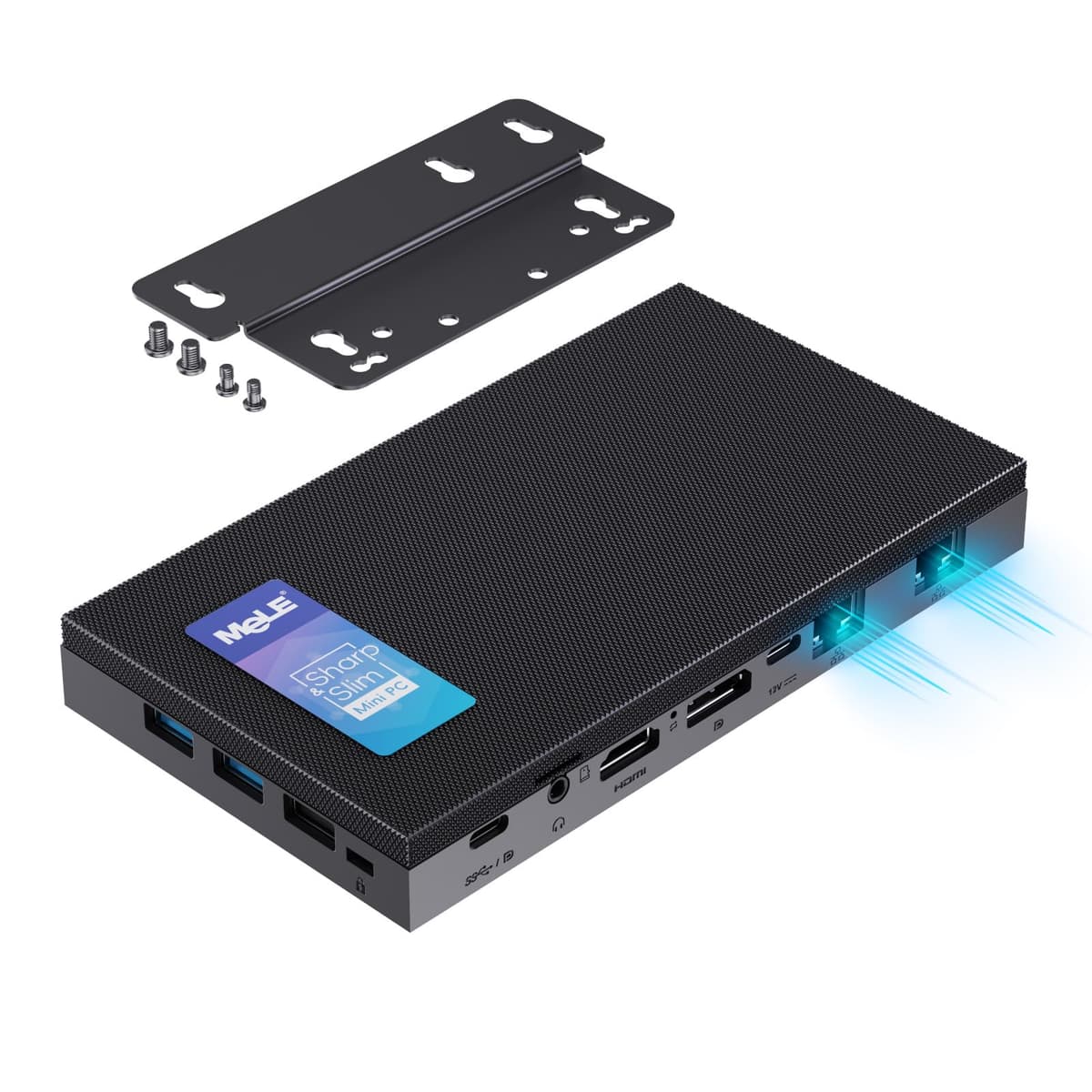 MeLE Quieter DL Fanless N100 Mini PC 2.5G Doble LAN 16GB LPDDR4x 512GB SSD Win11 Pro Ultrafino Micro PC Fanless 2x HDMI + USB-C 4K Triple Display Wi-Fi 2.4/5 GHz BT5.1 para Router Suave, NAS, IoT PCHD28DL-N100-16GB-512GB