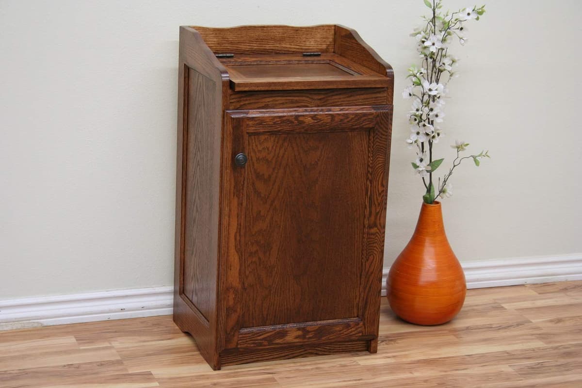 Wood Wastebasket Trash Can Coffee Oak Color - Mueble PortaBasura 13 Gal C1277