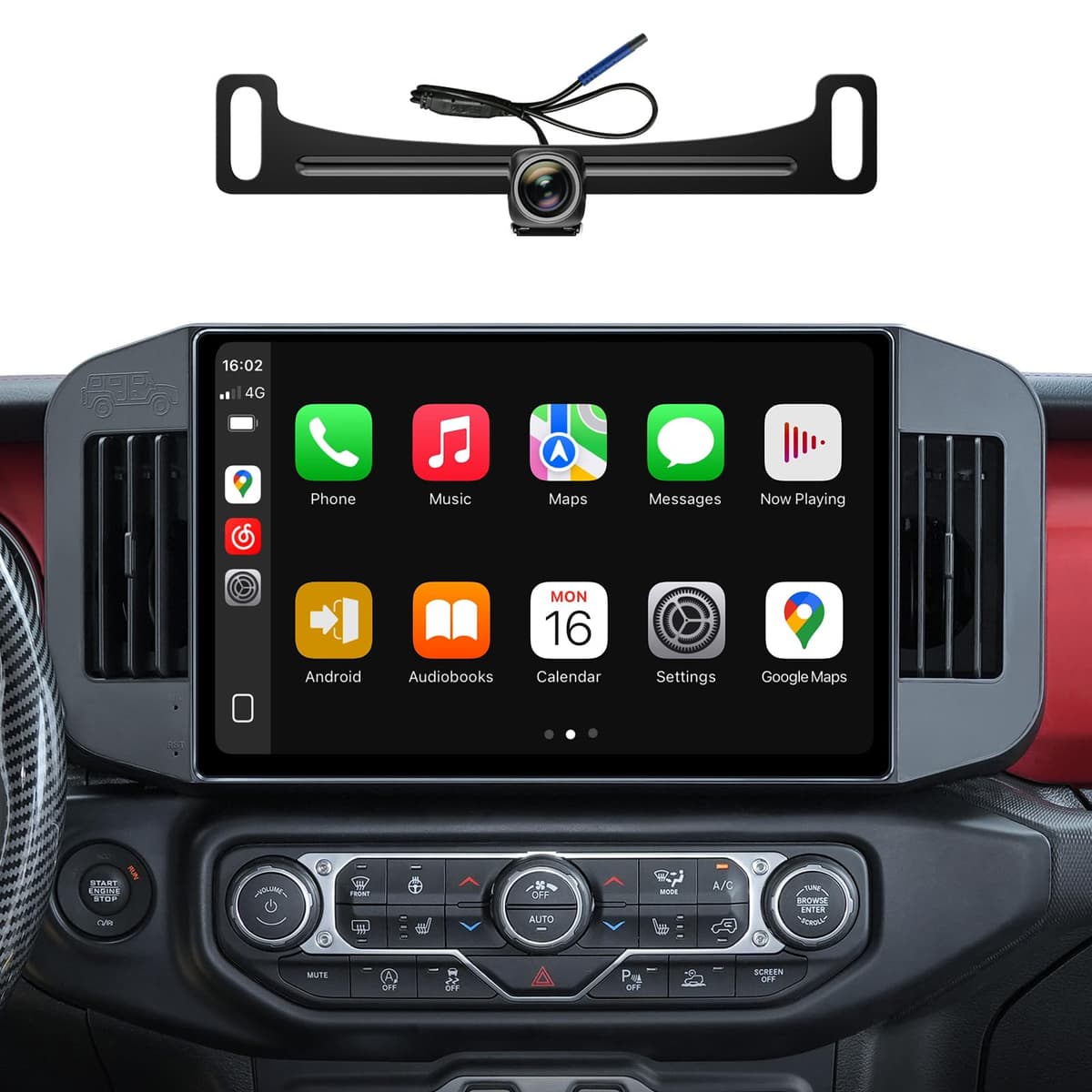 ApexNav Radio para Auto de 13.1 pulgadas para Jeep Wrangler JL Gladiator JT 2018-2021 | CarPlay inalámbrico Android Auto | Sintonizador AM/FM | Pantalla táctil QLED 2K 1920 × 1200 | Bluetooth 5.4 | Control en el Volante 13.1 Inch with Full Touch Screen
