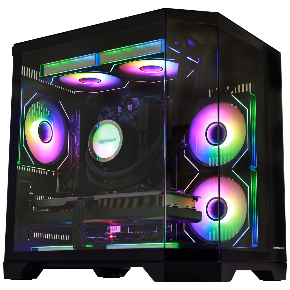 HOENGAGER Ocean of Stars - Gaming PC con Ryzen 7 7700 y GeForce RTX 5070 12GB, 32GB DDR5, 1TB PCIe SSD CBDTHEOTB7700LQ32G1T50712GW11P-CX