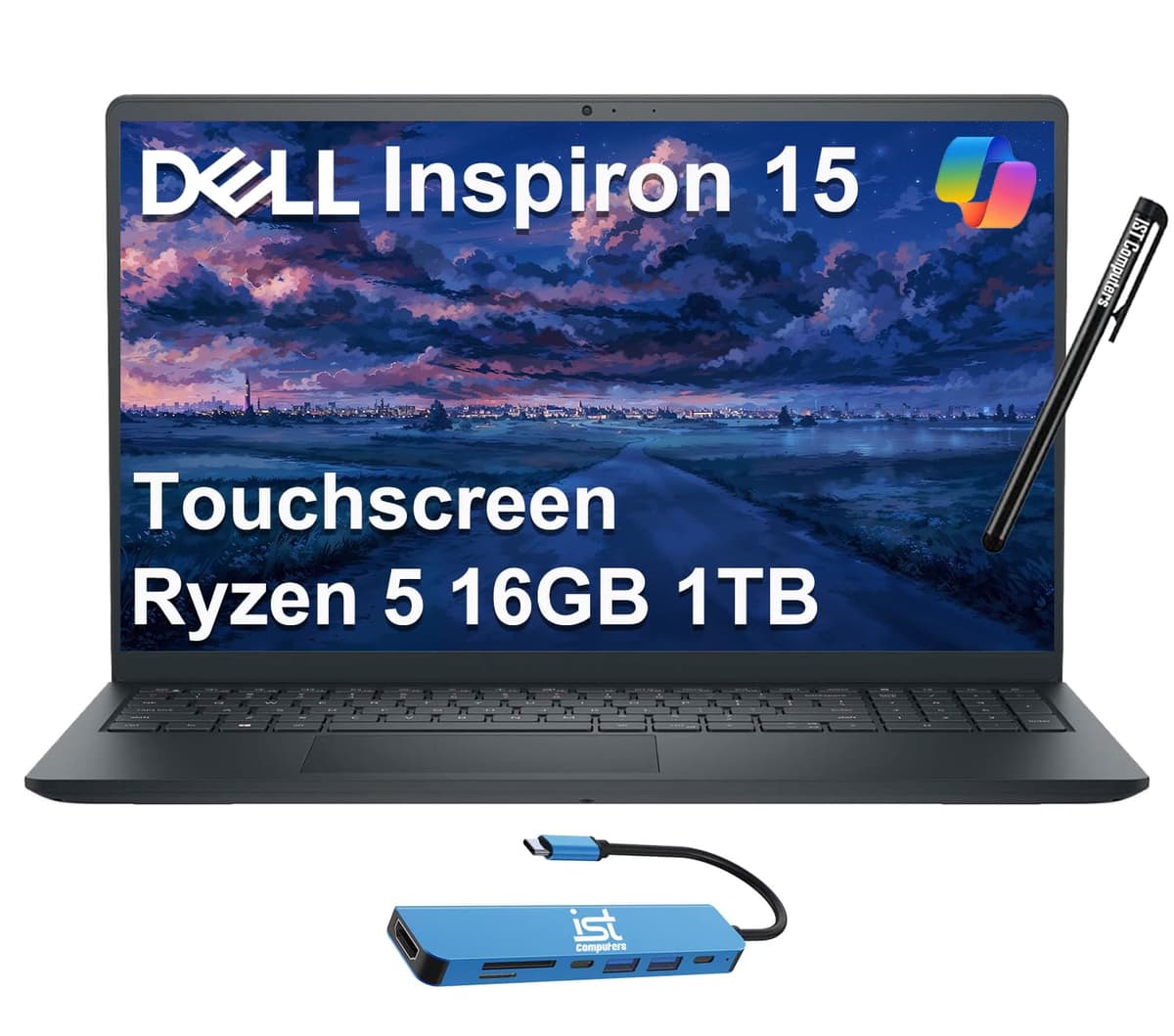 Dell Inspiron 15 de 15.6" (Pantalla táctil FHD, AMD Ryzen 5 7530U, 16GB RAM, 1TB SSD PCIe, (6 núcleos supera a i7-1165G7)) Teclado numérico, Webcam, Inspiron 3000 3535, Windows 11 Home, Negro Carbón Inspiron 3535