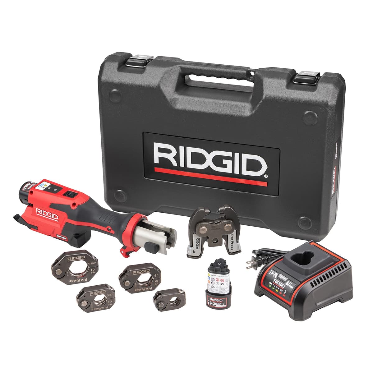 RIDGID 78198 RP 251 Compact Press Tool Battery Kit con anillos ProPress y actuador C1