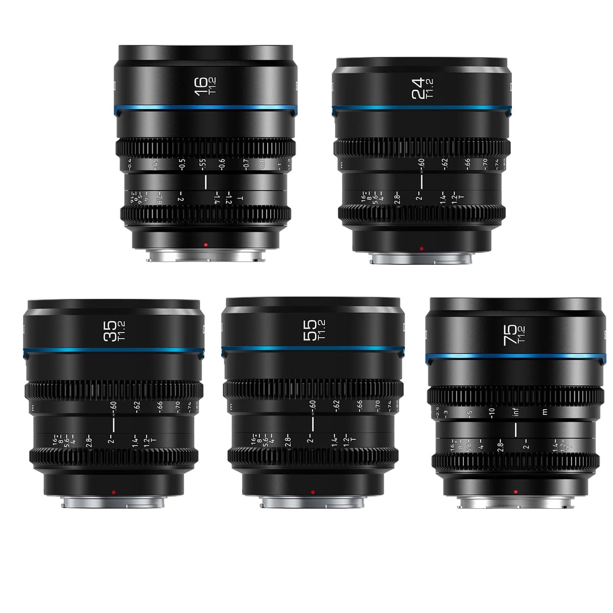 SIRUI Night Walker T1.2 Cine Lens Set - 16, 24, 35, 55, 75mm (RF Mount, Black) MS-5SRB