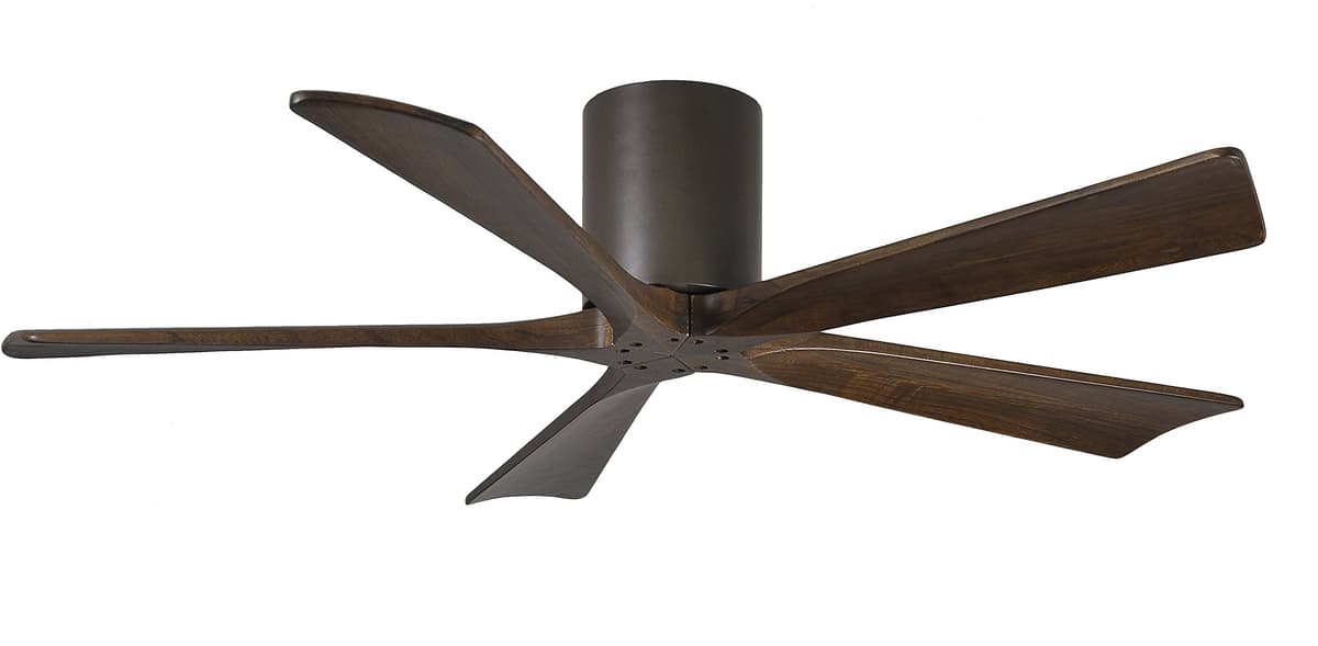 Matthews IR5H-TB-WA-52 Irene ventilador de techo empotrado de 52" resistente a la humedad con control remoto y control de pared, motor DC silencioso, 5 aspas de madera maciza tono nogal, bronce texturizado