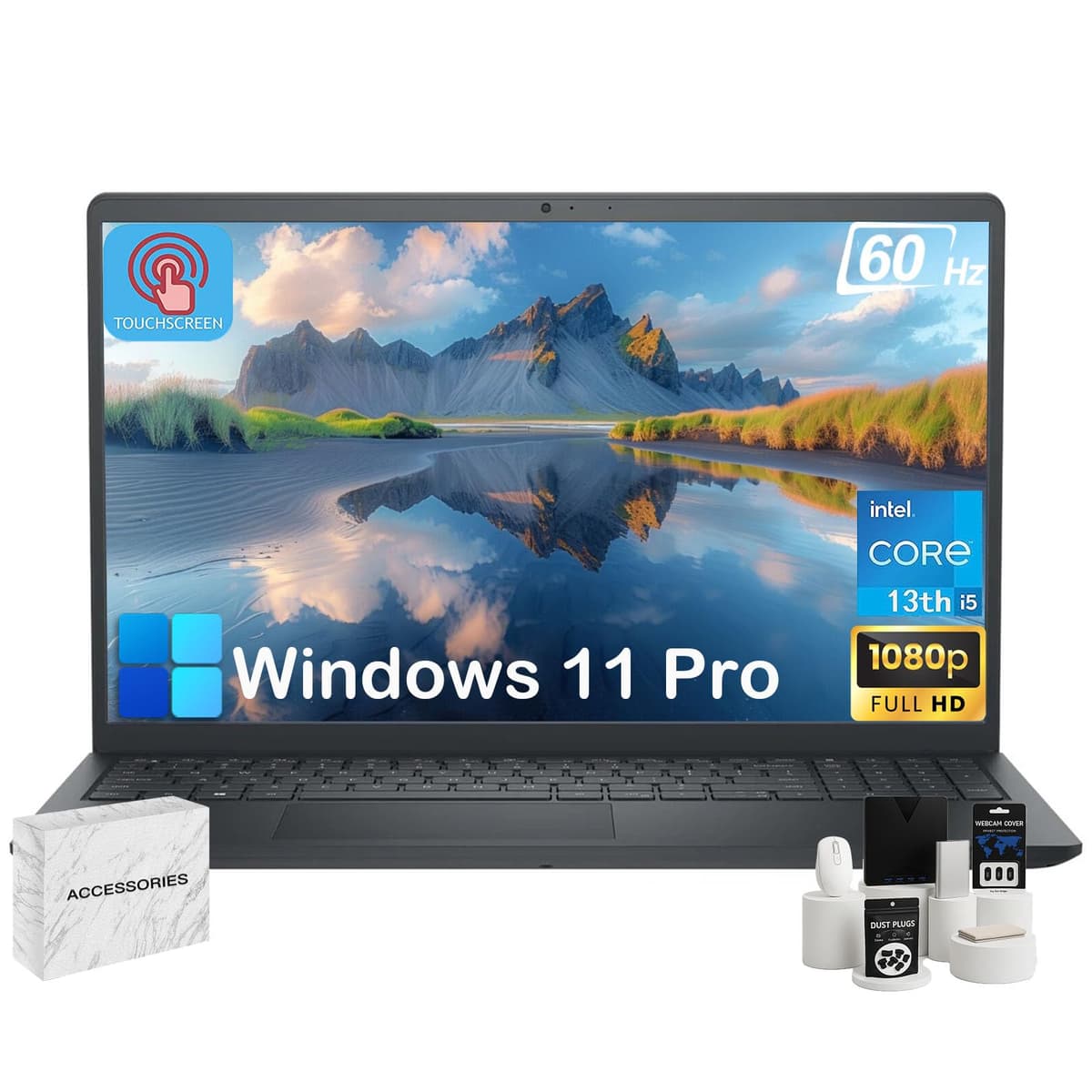 Dell Inspiron 15 3530 portátil táctil para negocios y estudiantes, 32 GB RAM, 1 TB SSD, Windows 11 Pro, Intel i5-1334U de 10 núcleos, pantalla WVA LED FHD antirreflejo de 15.6", AI Copilot, con accesorios Intel Core i5-1334U
