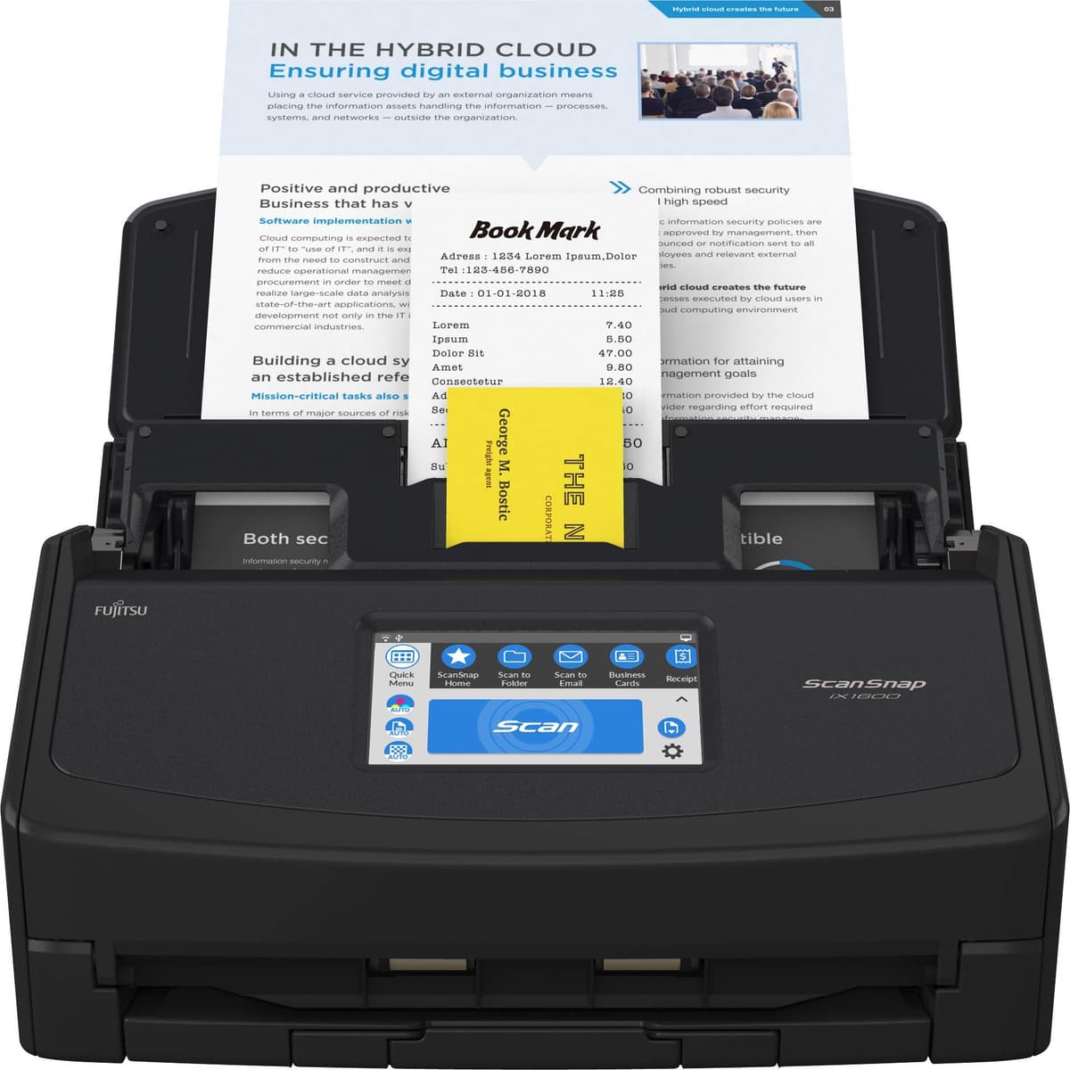 Fujitsu ScanSnap iX1600 Escáner de documentos con pantalla táctil 4.3" y conectividad Wi-Fi (Renewed) PA03770-B635-cr