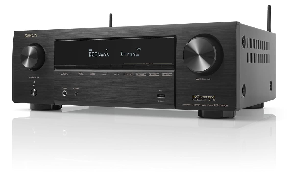 Denon AVR-X1700H Receptor para cine en casa 7.2ch 8K con audio 3D, control por voz y HEOS integrado (Reacondicionado) AVR-X1700H-cr