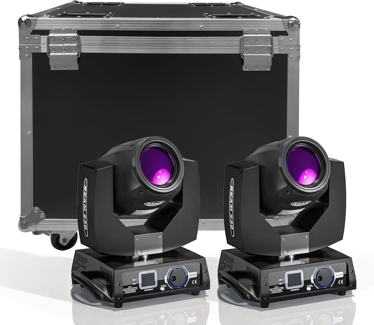 Xelletye 2 piezas Moving Head 230W 7R RGBW con 8 prismas, 17 gobos y 14 colores, 16 canales (negro) ZQ02244X2HUS