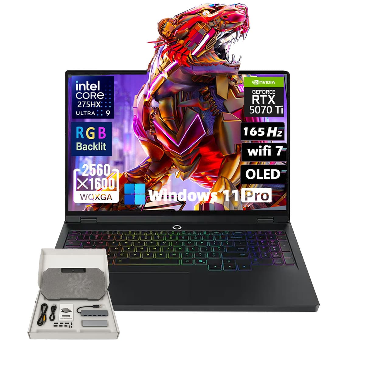 Lenovo Legion Pro 5i Gen 10 Notebook para Juegos - NVIDIA GeForce RTX 5070 Ti, Intel Core Ultra 9 275HX, 16.0" WQXGA OLED 165Hz (500 nits), Wi-Fi 7, Windows 11 Pro, Teclado Retroiluminado, con Accesorios, 64GB RAM, 1TB SSD