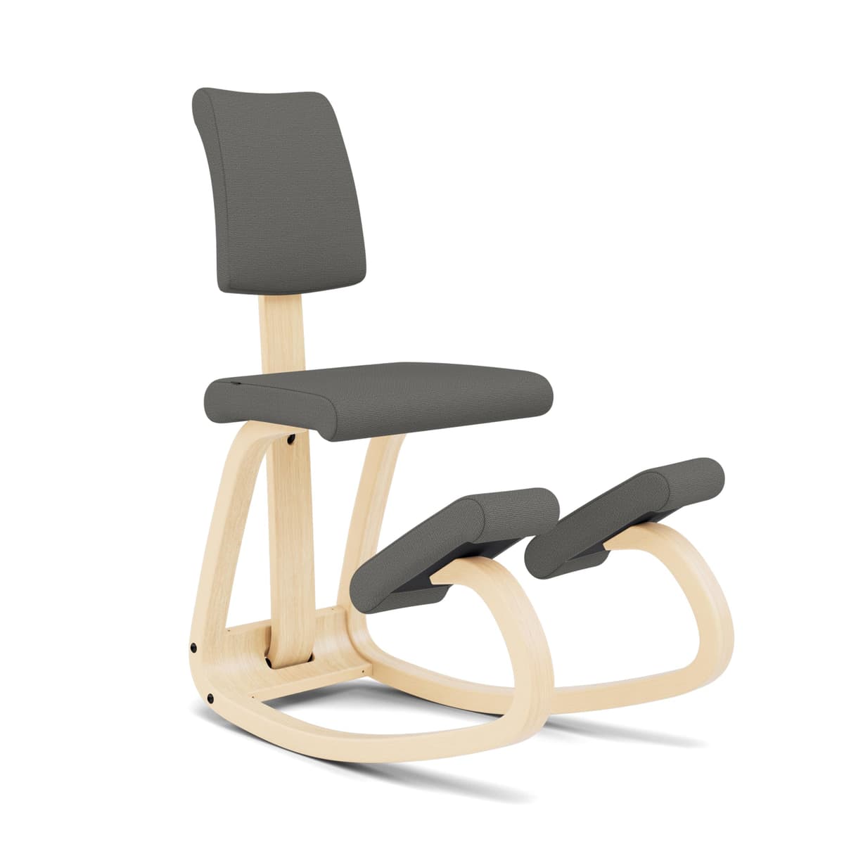 Varier Variable Plus Silla de rodillas ergonómica con respaldo Natural/Gris, soporte activo para postura, garantía 10 años 130002