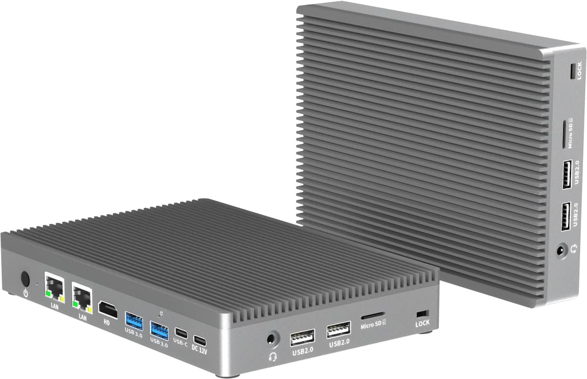 HEIGAOLAPC Mini PC, 12ª Gen Alder Lake-N100 Micro Appliance Cortafuegos, 16GB RAM 512GB eMMC Mini Desktop Fanless, Doble LAN 2.5G Ethernet/Soporta Doble Pantalla 4K 60Hz para Negocios Oficina en Casa XK-F9B-16-256GB
