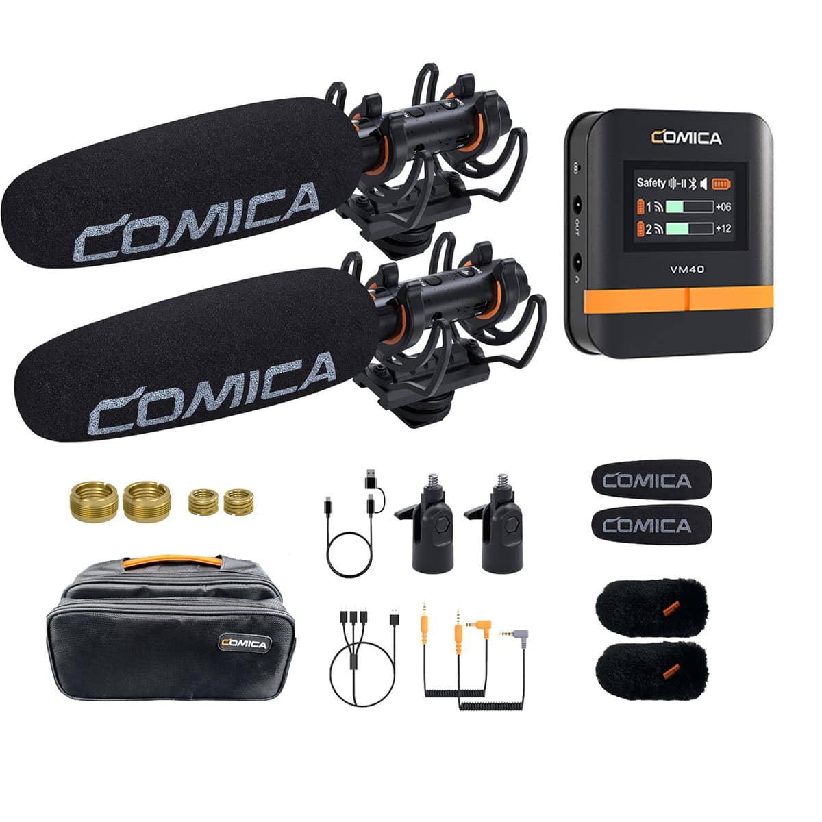 COMICA VM40 Combo Shotgun Microphone - Mic Supercardioide, Doble Canal Inalámbrico para Cámara, Smartphone y PC EAUS-CC00041