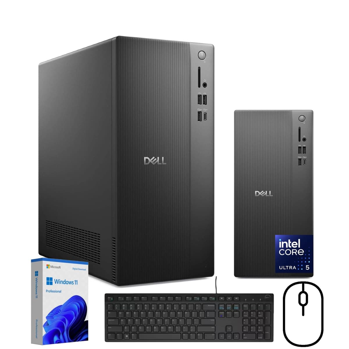 Computadora de Escritorio Dell 2025 ECT1250 - Windows 11 Pro, Intel 10 Core Ultra 5 225, Gráficos Intel UHD, 32 GB RAM DDR5, SSD de 2 TB, Teclado y Mouse Con Cable, Wi-Fi 6, Bluetooth, Compatible con Múltiples Monitores