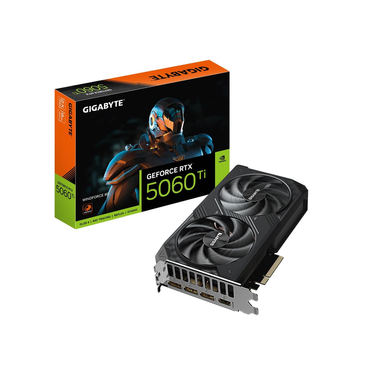 GIGABYTE GeForce RTX 5060 Ti WINDFORCE 8G Tarjeta de Video, 8GB GDDR7 de 128 bits, PCIe 5.0, Sistema de Enfriamiento WINDFORCE, GV-N506TWF2-8GD