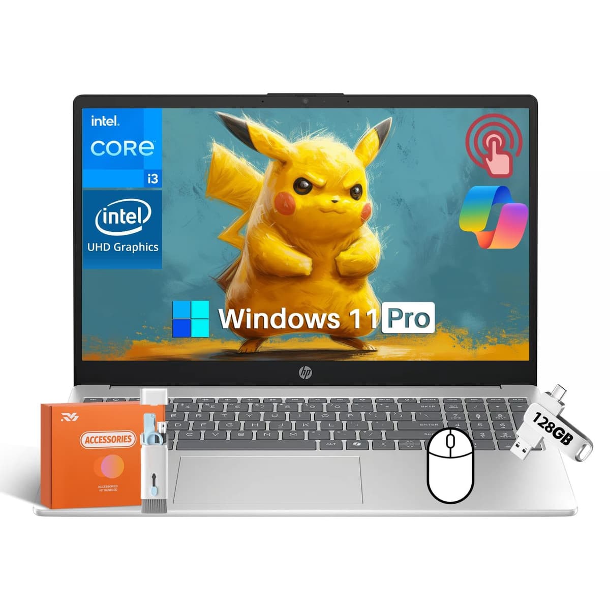 HP 15.6" Touchscreen - Intel Core i3-1215U, 32GB RAM, 2TB SSD, Windows 11 Pro, pantalla táctil