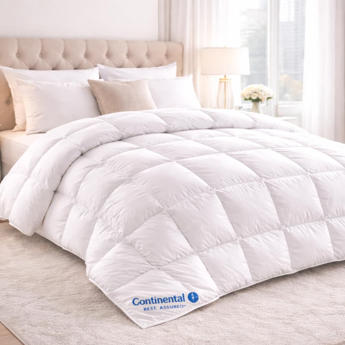 Continental Bedding Comforter de plumón de ganso blanco húngaro 700 Fill Power All Season Queen 86 x 86" Siberian