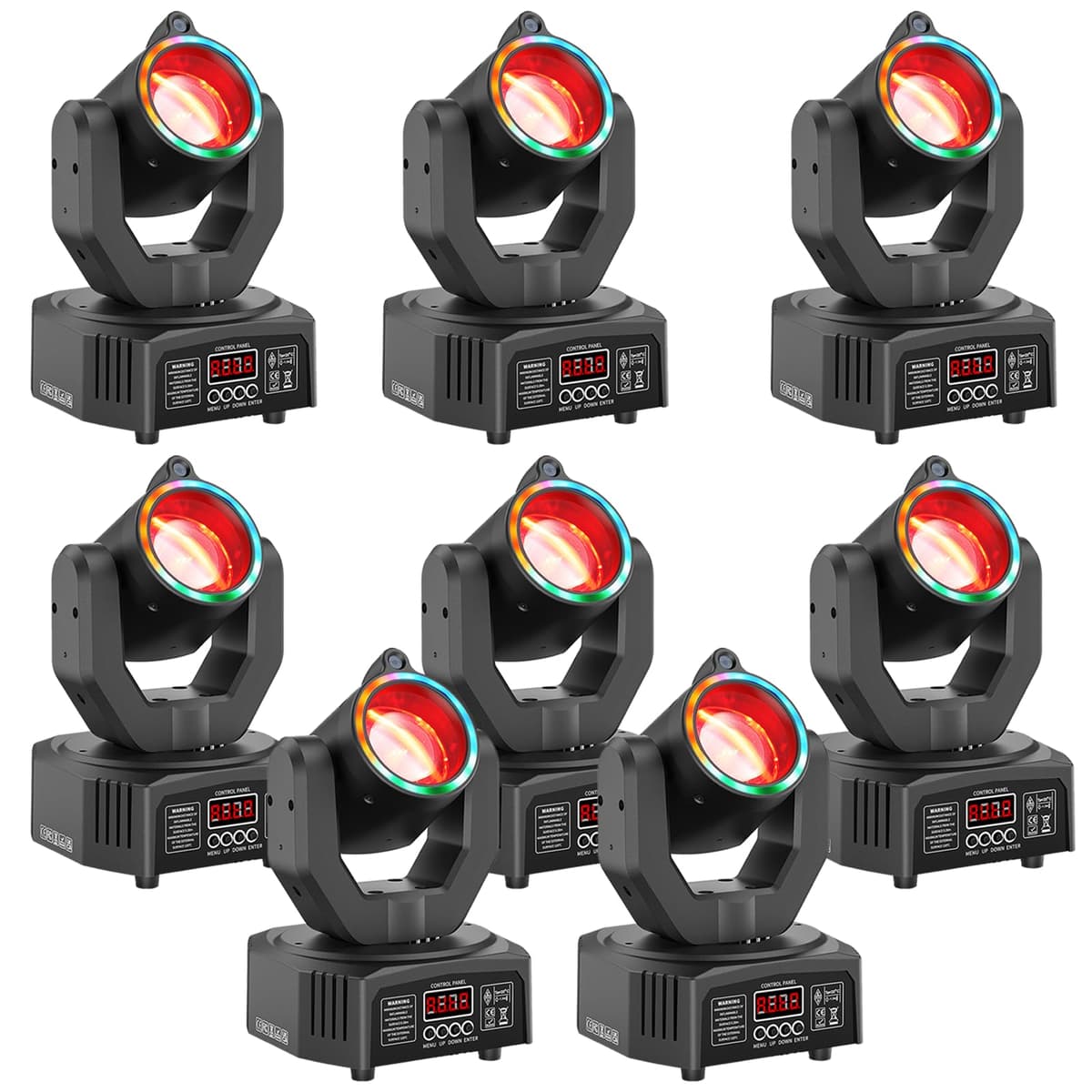 Datewink Paquete de 8 Moving Head Light 50W LED con efectos haz, apertura colorida y cielo estrellado, con control remoto ZQ02375