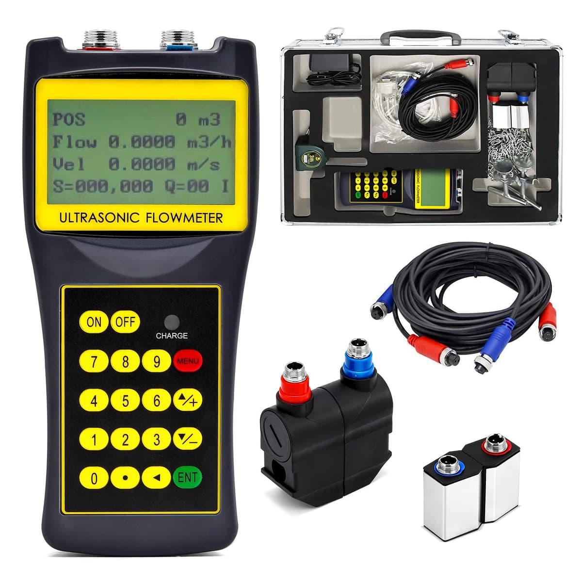 Medidor de flujo ultrasónico CGOLDENWALL S1+M2 portátil 100H-M1+S1