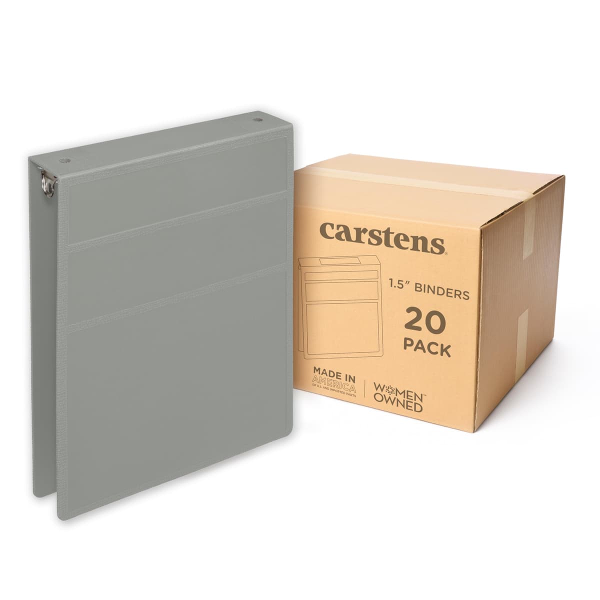 Carstens Carpeta de 3 anillas Heavy Duty 1.5 pulgadas - Apertura superior, gris ceniza 2025-3RCS