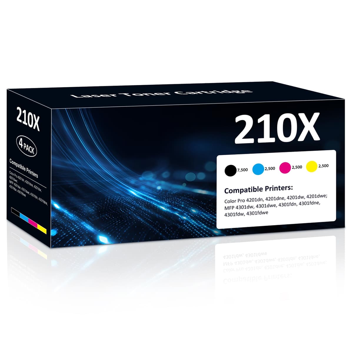 Aililiya Cartuchos de tóner 210X paquete de 4 compatibles (BK/Y/M/C) para Color LaserJet Pro series 4201/4301 210X-4pack