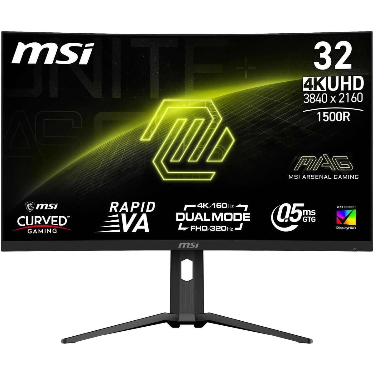 MSI MAG 321CUPDF Monitor curvo 32" UHD Rapid VA 0.5ms, Dual-Mode, HDMI 2.1, DP 1.4a, USB-C