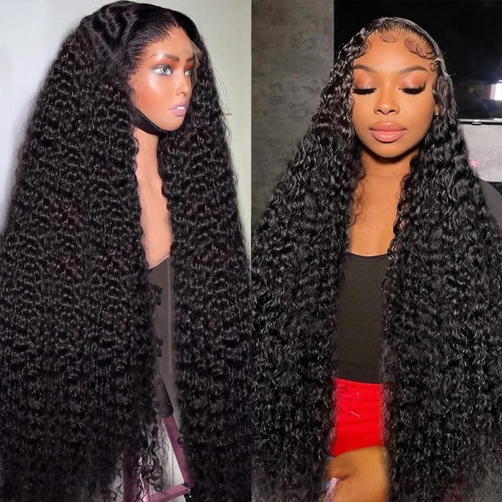 KRKRYQ Peluca Frontales de Encaje HD 13x6 de 32 Pulgadas Ondas Profundas, Cabello Humano 200% Densidad, 100% Cabello Humano Sin Pegamento, Sin Mezcla Sintética, Sin Caída, Sin Enredos, Vida Útil Triple 3X