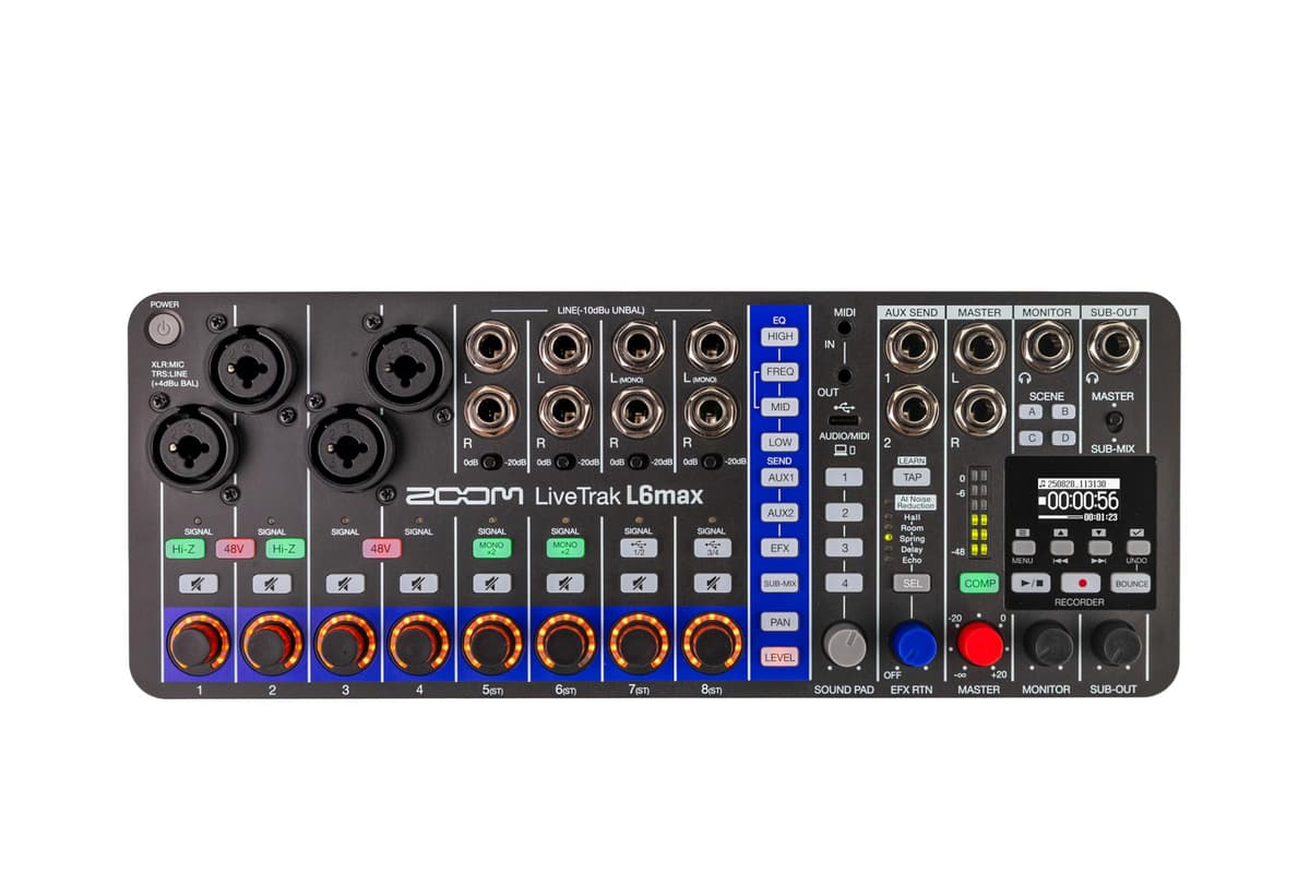 Zoom LiveTrak L6max Mezclador y Grabador Digital Portátil de 12 Canales