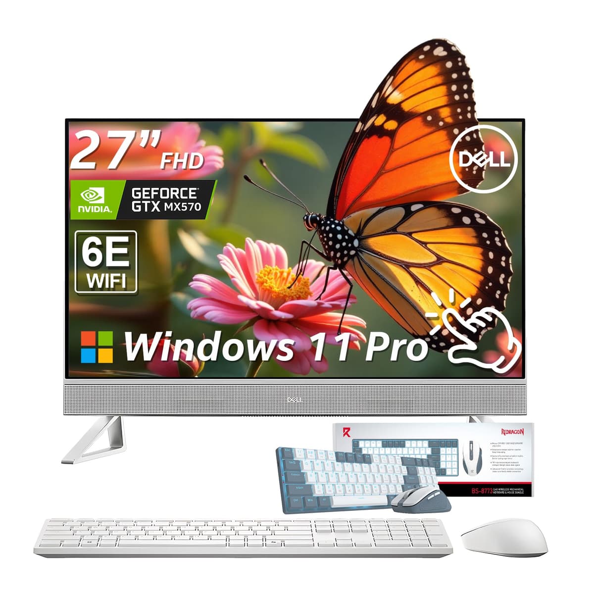 Dell All-in-One táctil 27" para negocios, Intel Core i7-150U, 32 GB DDR5, 1 TB SSD, pantalla FHD IPS, NVIDIA GeForce MX570A, Windows 11 Pro, Wi-Fi 6E DEC27250-7222WHT-PUS