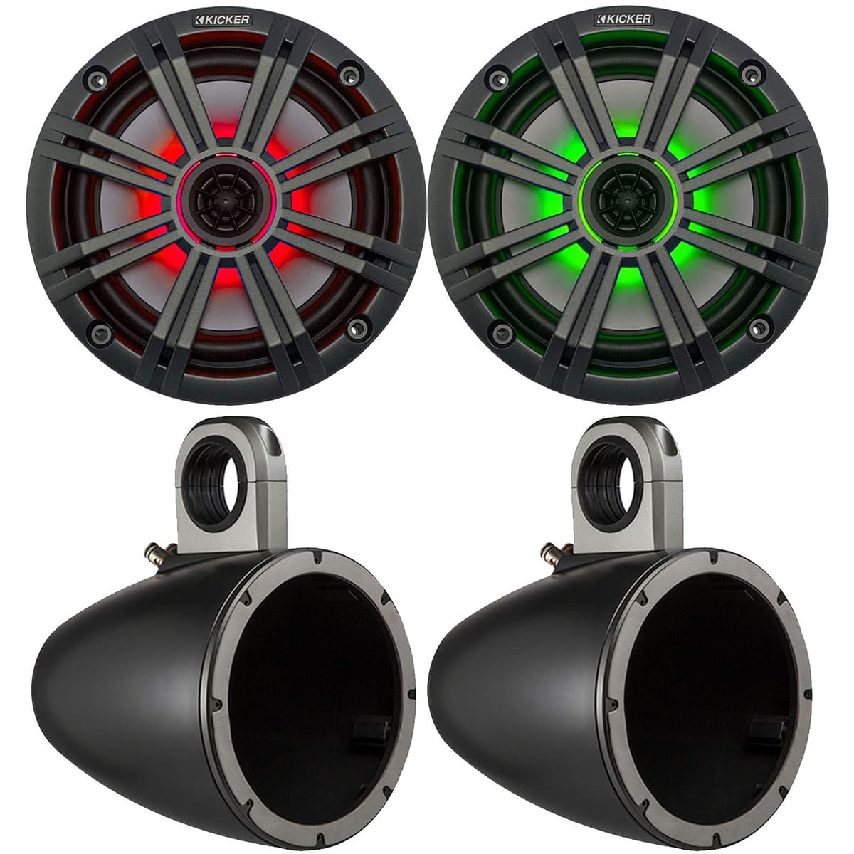 Paquete marino KICKER con (2) parlantes de reemplazo OEM + gabinetes 12KMTES (par) (2)11KM6LC+12KMTES-1
