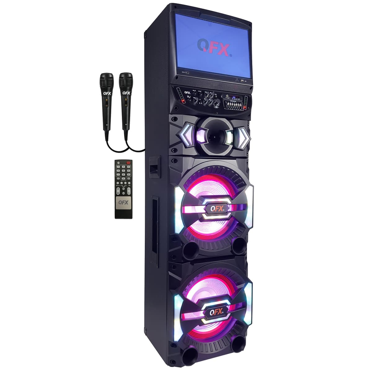 QFX SBX-212W Parlante para Fiestas con pantalla táctil 15.4 pulgadas y Bluetooth