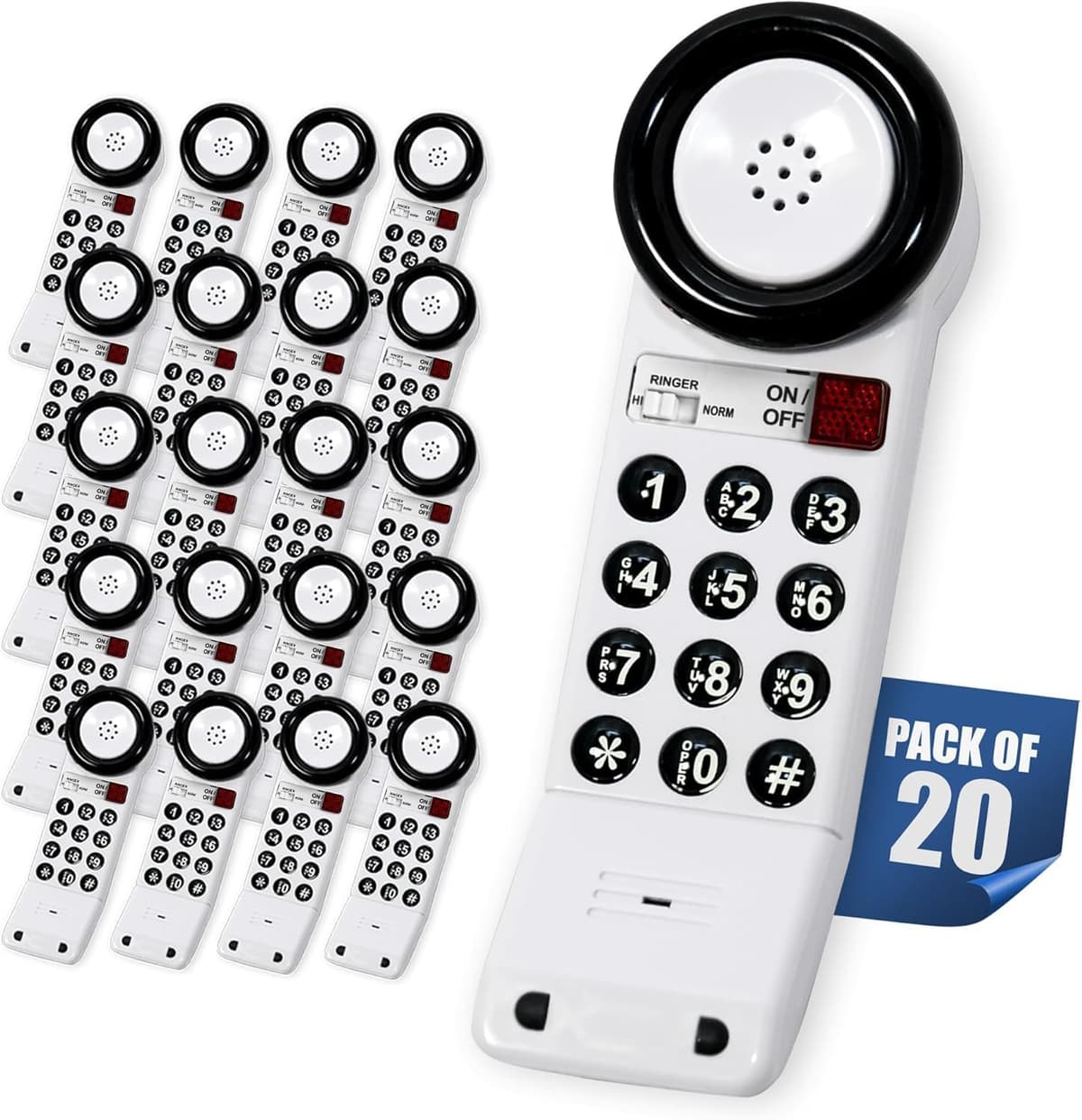 Med-Pat XL88Q Teléfono de una pieza con indicador luminoso y volumen extra alto (Pack de 20) XL-88Q-20