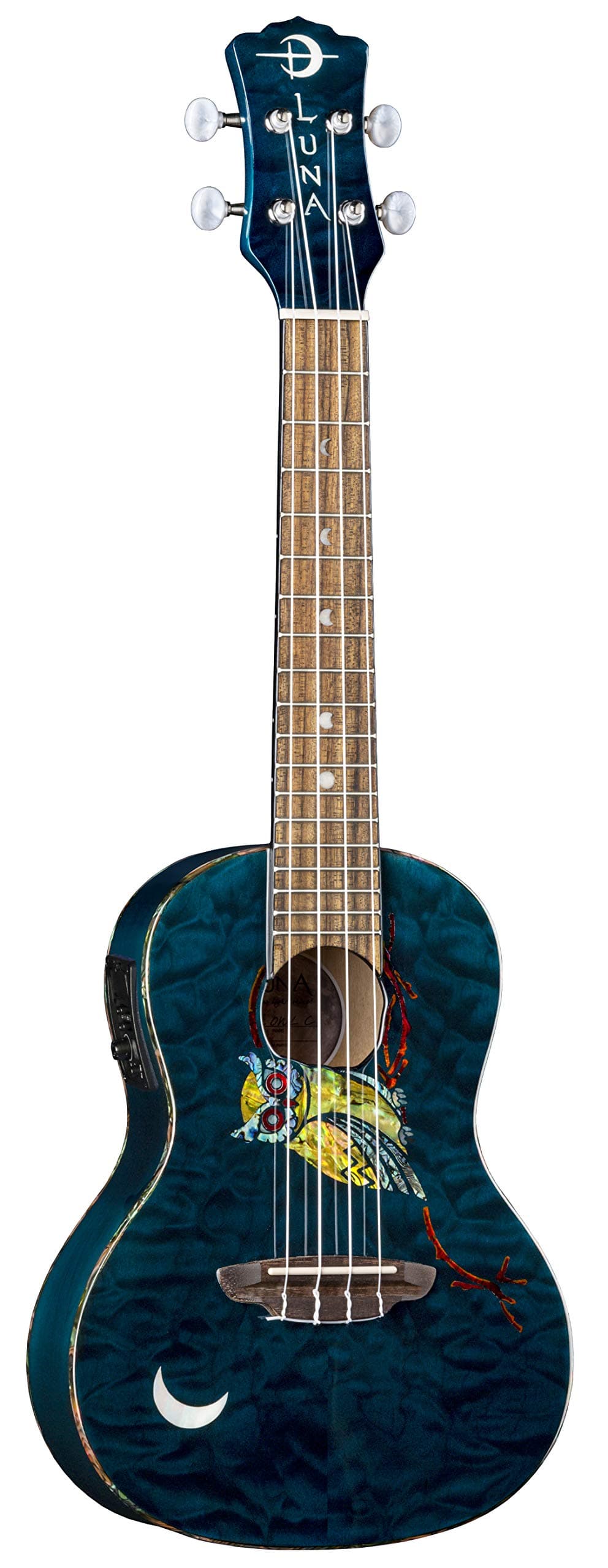 Luna UKE OWL C ukulele concierto electroacústico con gigbag