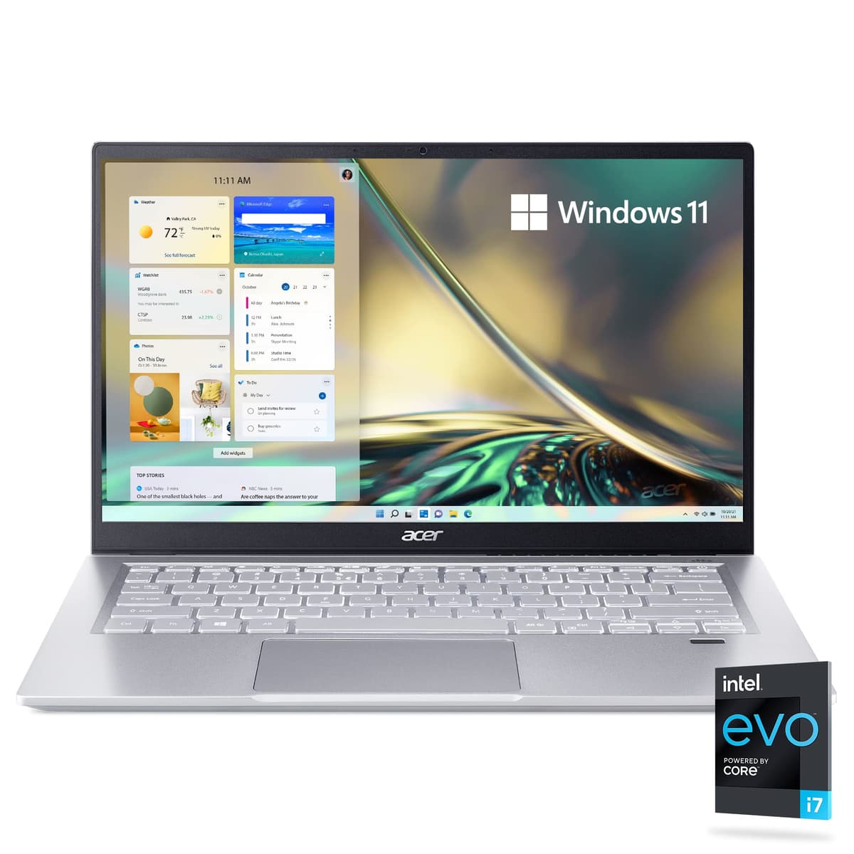 Acer Swift 3 Intel Evo Delgado y Ligero Portátil 14.0" Full HD IPS Intel Core i7-1165G7 Intel Iris Xe Graphics 8GB LPDDR4X 512GB SSD Wi-Fi 6 Sensor de Huellas Teclado Retroiluminado SF314-511-7412