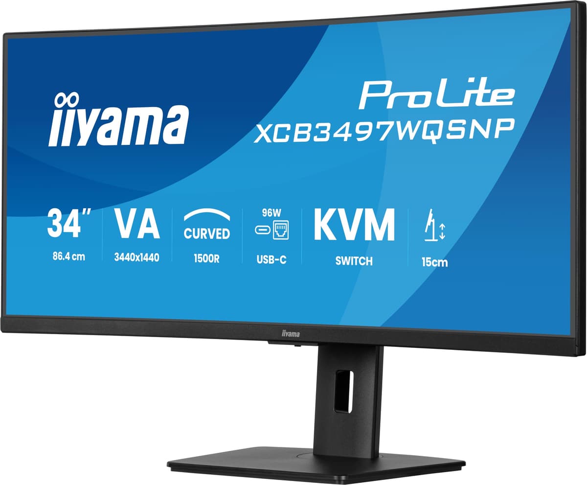 iiyama ProLite XCB3497WQSNP-B1: monitor curvo 34" UWQHD con docking USB-C y KVM integrado