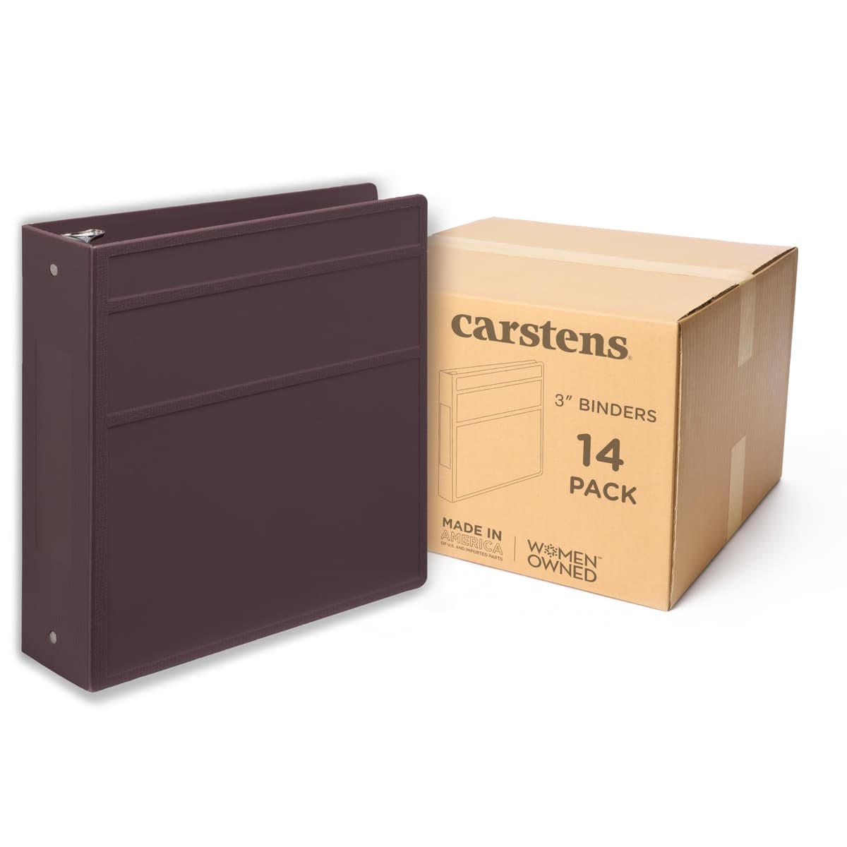 Carstens 3-Inch Heavy Duty 3-Ring Binder - Apertura lateral, Plum, 3" anillas, cubierta impermeable, BPA-free, Hecho en USA (1711-3R) 1711-3RCS