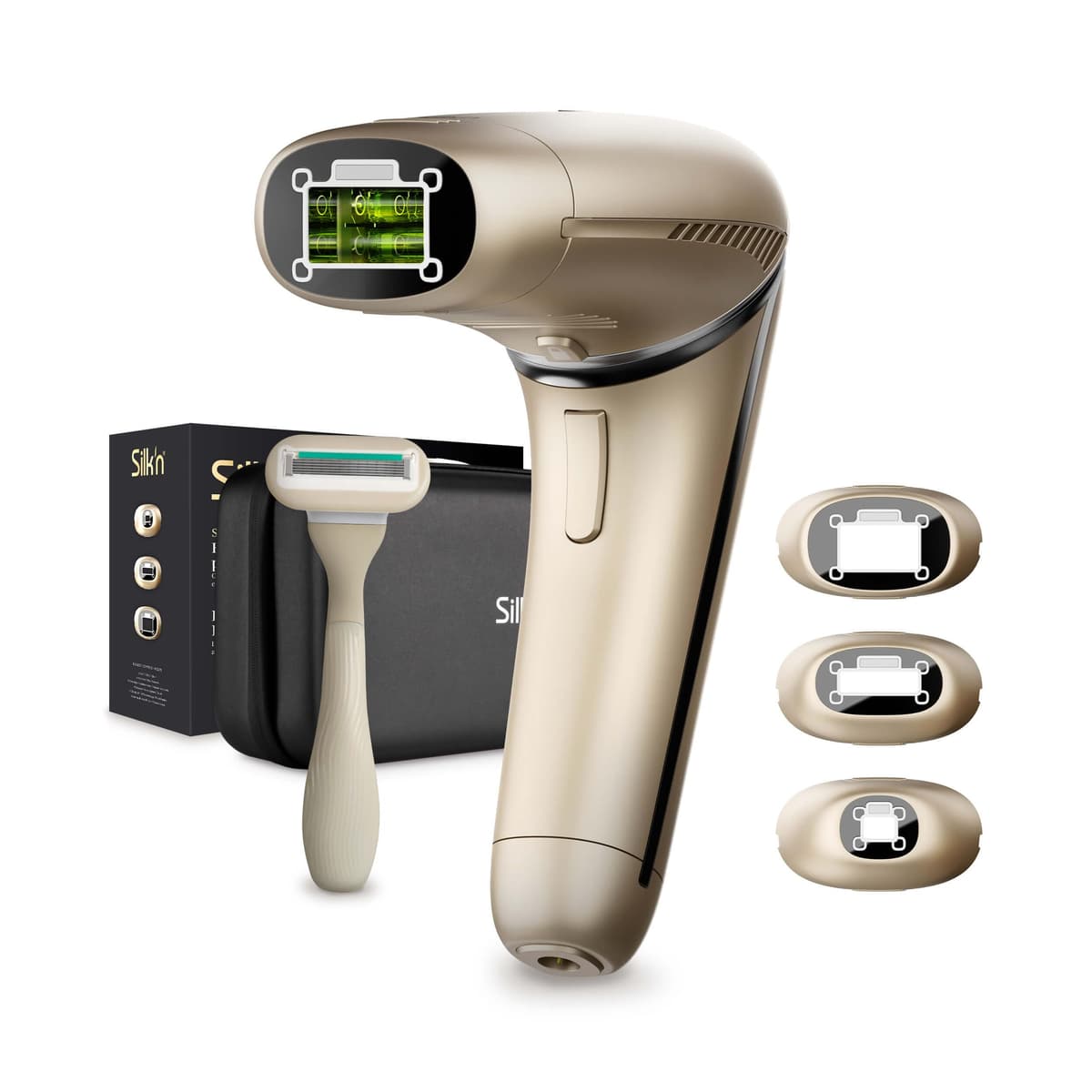 Silk'n 7 Professional IPL Hair Removal Device con Cabezal Giratorio y 3 Accesorios Inteligentes, Gold