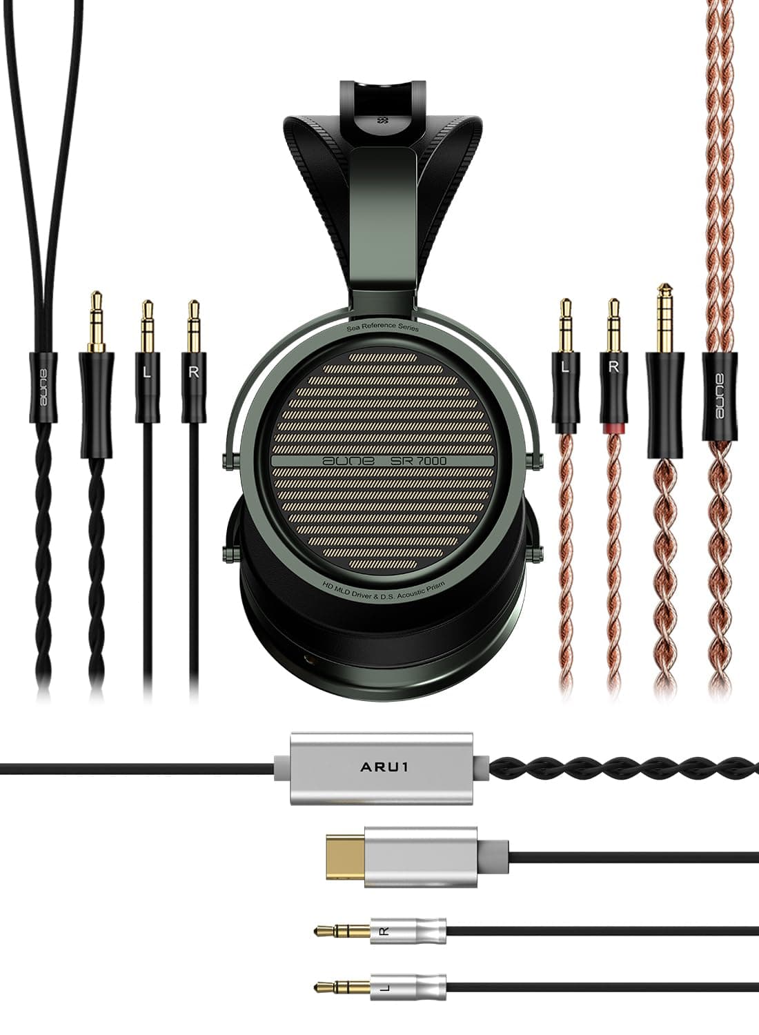 Aune SR7000 Auriculares Over-Ear cerrados HiFi con driver dinámico MLD y ARU1 DAC SR7000 with ARU1 DAC